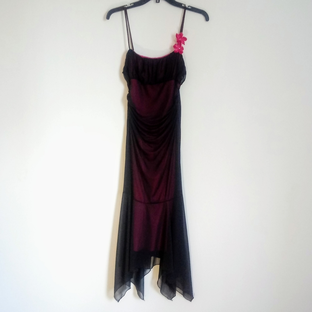 🌸 Like-New City Triangles Black Pink Prom Dress